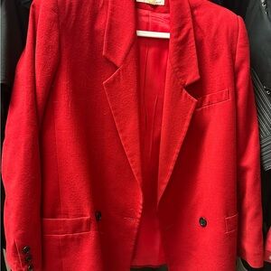 Dior Vibrant Red Women's Blazer with pleated skirt
